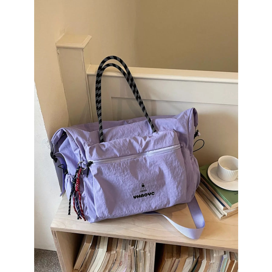Lightweight Oxford Cloth Travel Duffel Bag Heliotrope Purple / One Size Apparel and Accessories