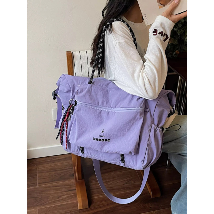 Lightweight Oxford Cloth Travel Duffel Bag Heliotrope Purple / One Size Apparel and Accessories