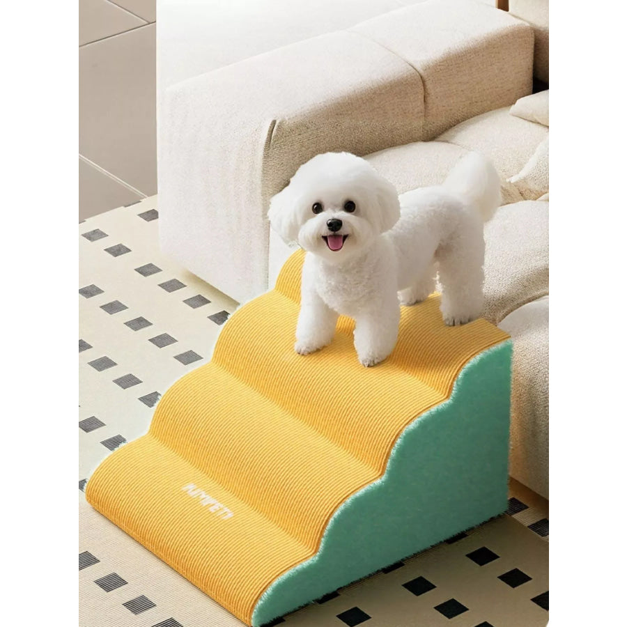 Lightweight Pet Stairs Green/Yellow 4 Floor / One Size Apparel and Accessories