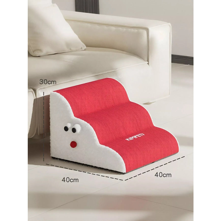 Lightweight Pet Stairs RedWhite 3 Floor / One Size Apparel and Accessories