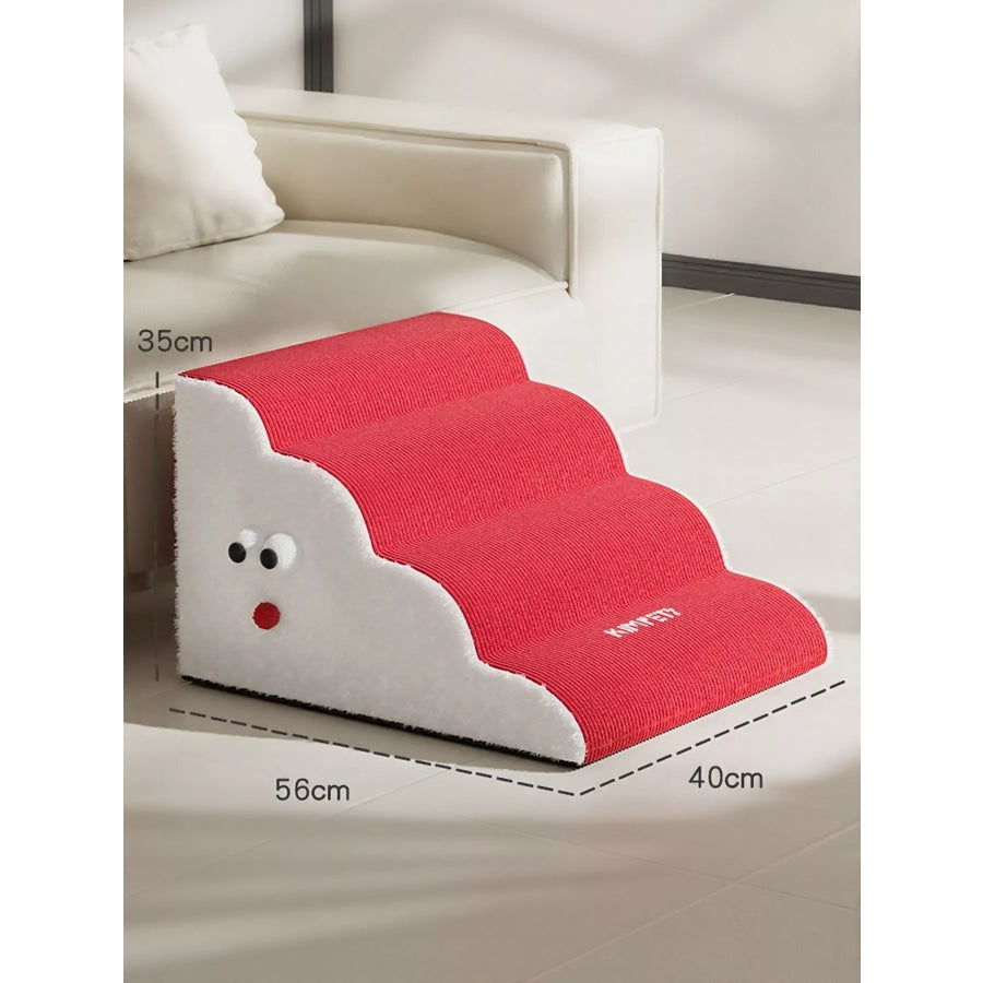 Lightweight Pet Stairs RedWhite 4 Floor / One Size Apparel and Accessories