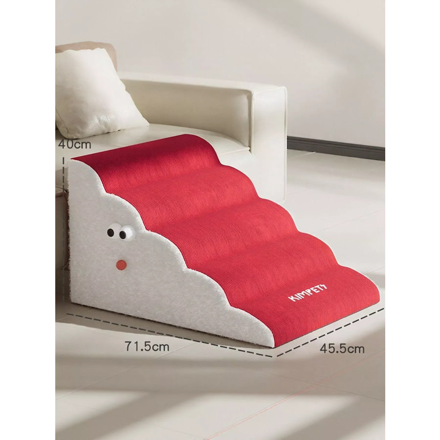 Lightweight Pet Stairs RedWhite 5 Floor / One Size Apparel and Accessories