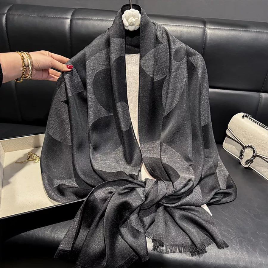 Lightweight Raw Hem Scarf Black / One Size Apparel and Accessories