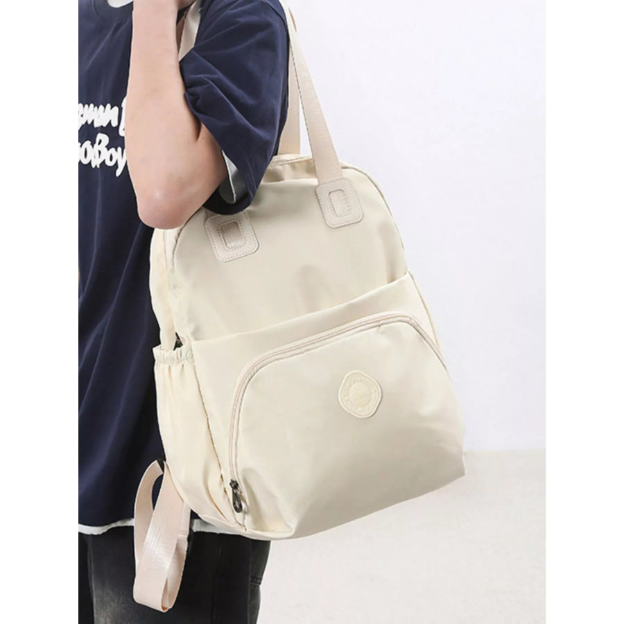 Lightweight Solid Color Backpack Bag Off-white / One Size Apparel and Accessories