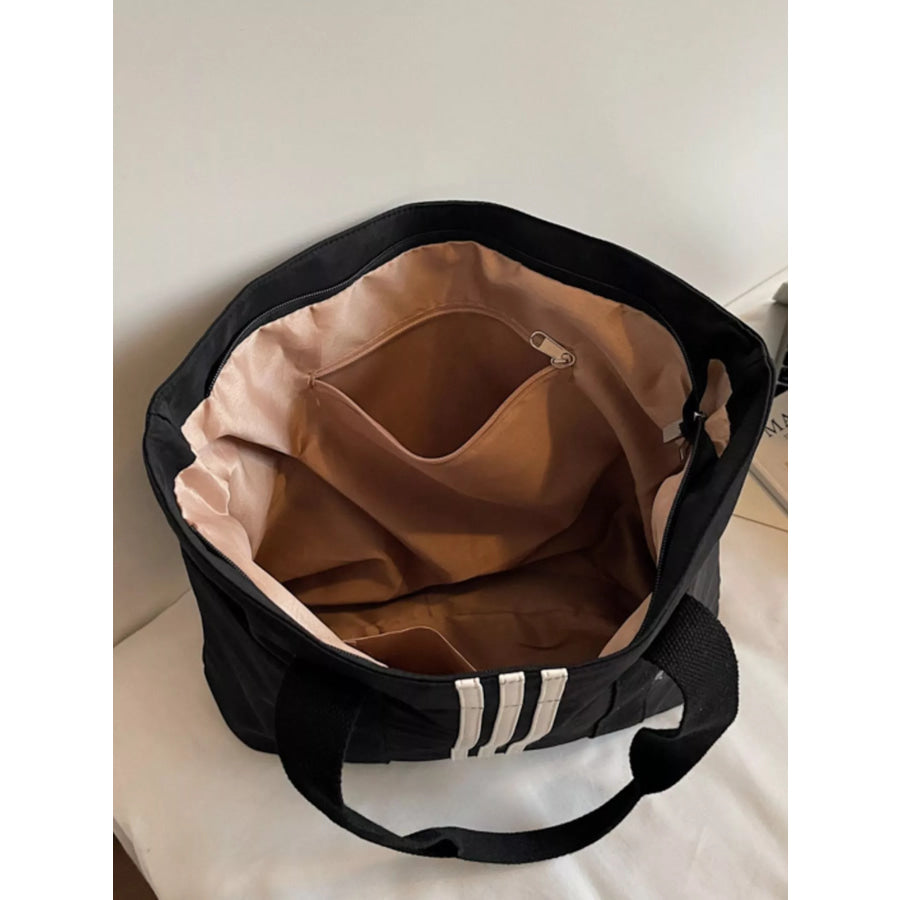 Lightweight Striped Tote Bag Black / ONESIZE Apparel and Accessories