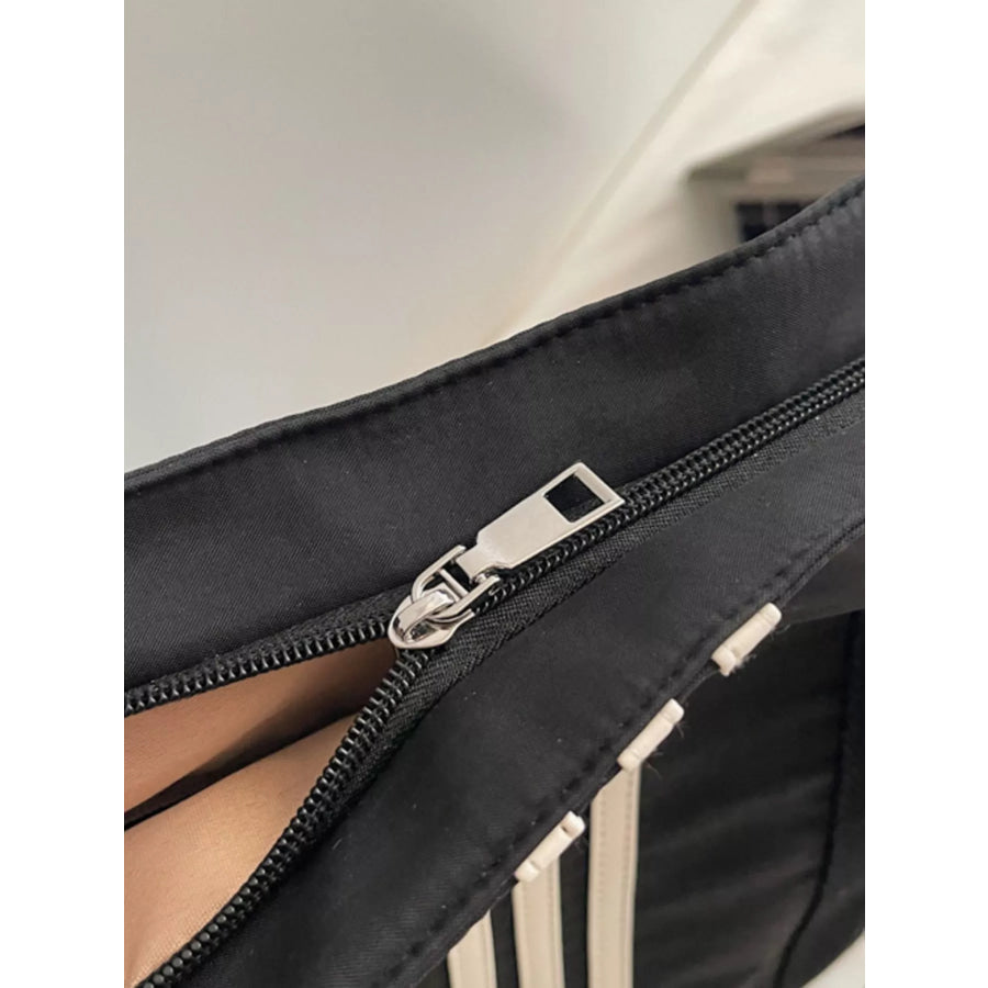 Lightweight Striped Tote Bag Black / ONESIZE Apparel and Accessories