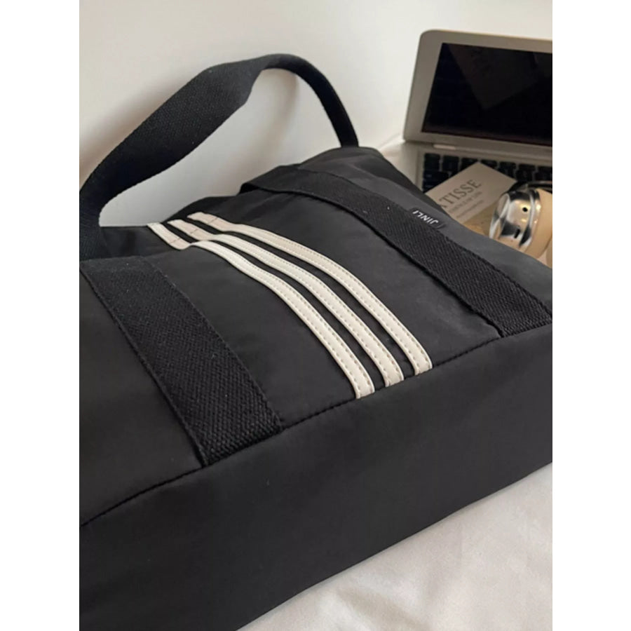 Lightweight Striped Tote Bag Black / ONESIZE Apparel and Accessories