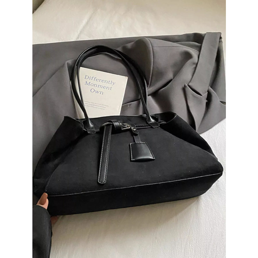 Lightweight Suede Shoulder Bag Black / One Size Apparel and Accessories