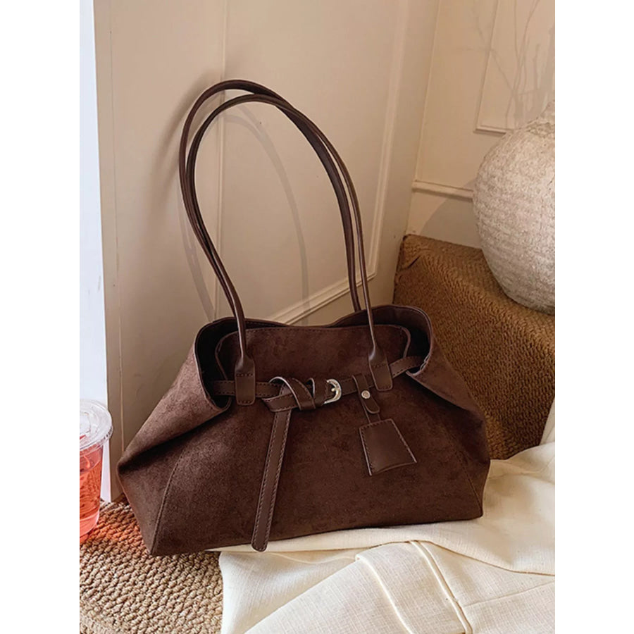 Lightweight Suede Shoulder Bag Brown / One Size Apparel and Accessories