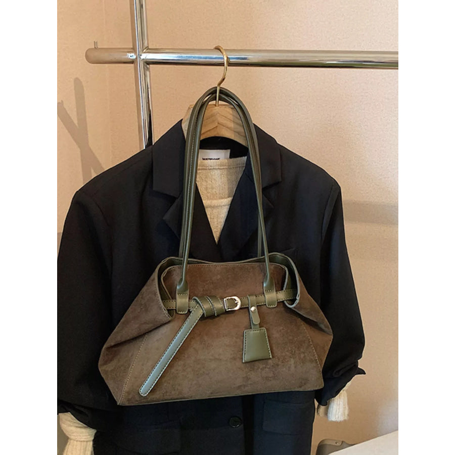 Lightweight Suede Shoulder Bag Green / One Size Apparel and Accessories