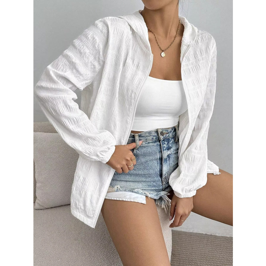 Lightweight Textured Hooded Jacket Apparel and Accessories
