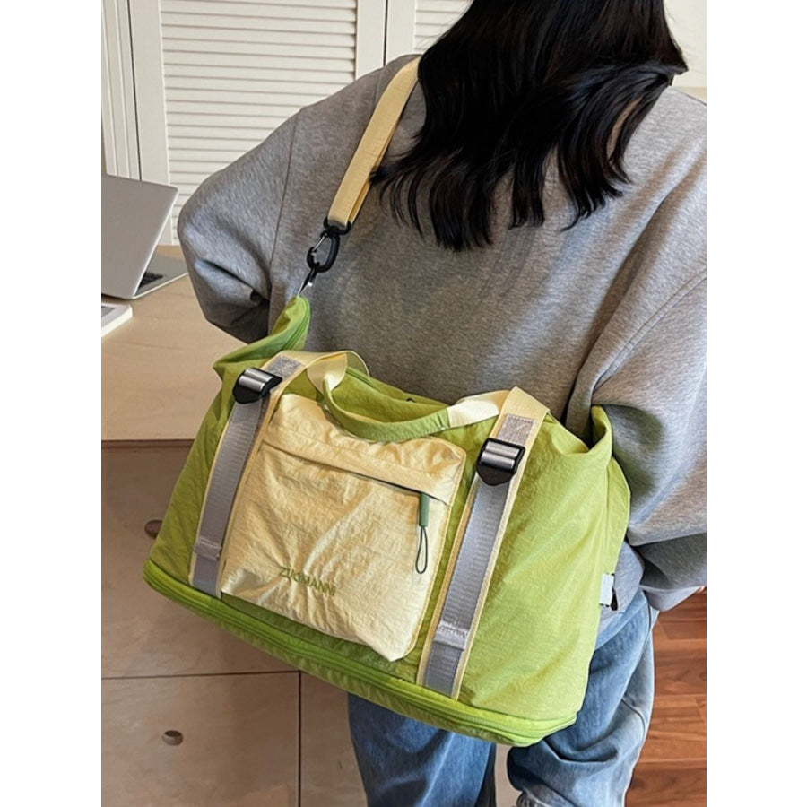 Lightweight Travel Duffel Bag with Shoulder Strap Green / One Size Apparel and Accessories