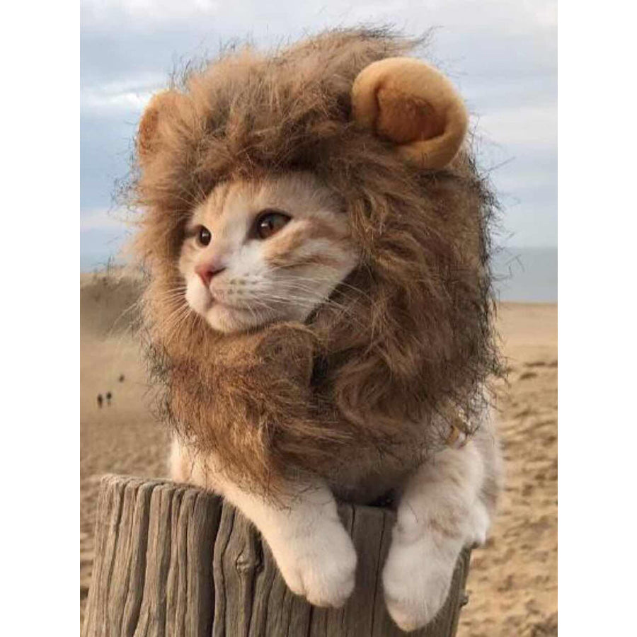 Lion Mane Pet Headwear Taupe / S Apparel and Accessories