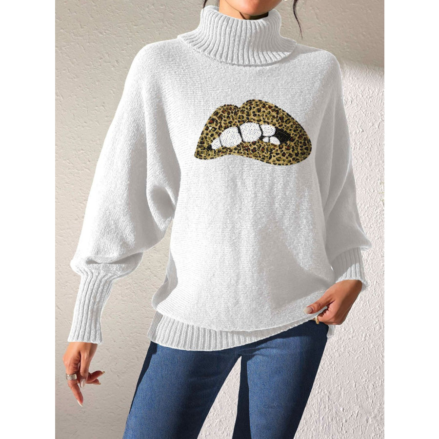 Lip Turtleneck Long Sleeve Sweater Ivory / S Apparel and Accessories