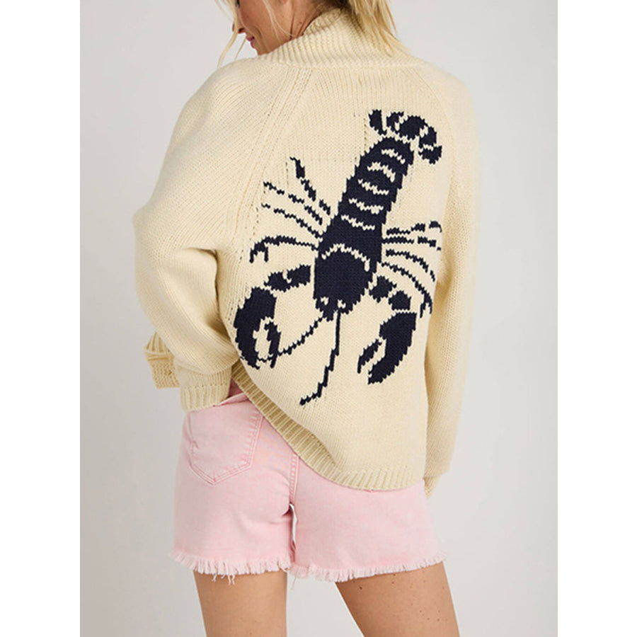 Lobster Button Up Long Sleeve Cardigan Apparel and Accessories