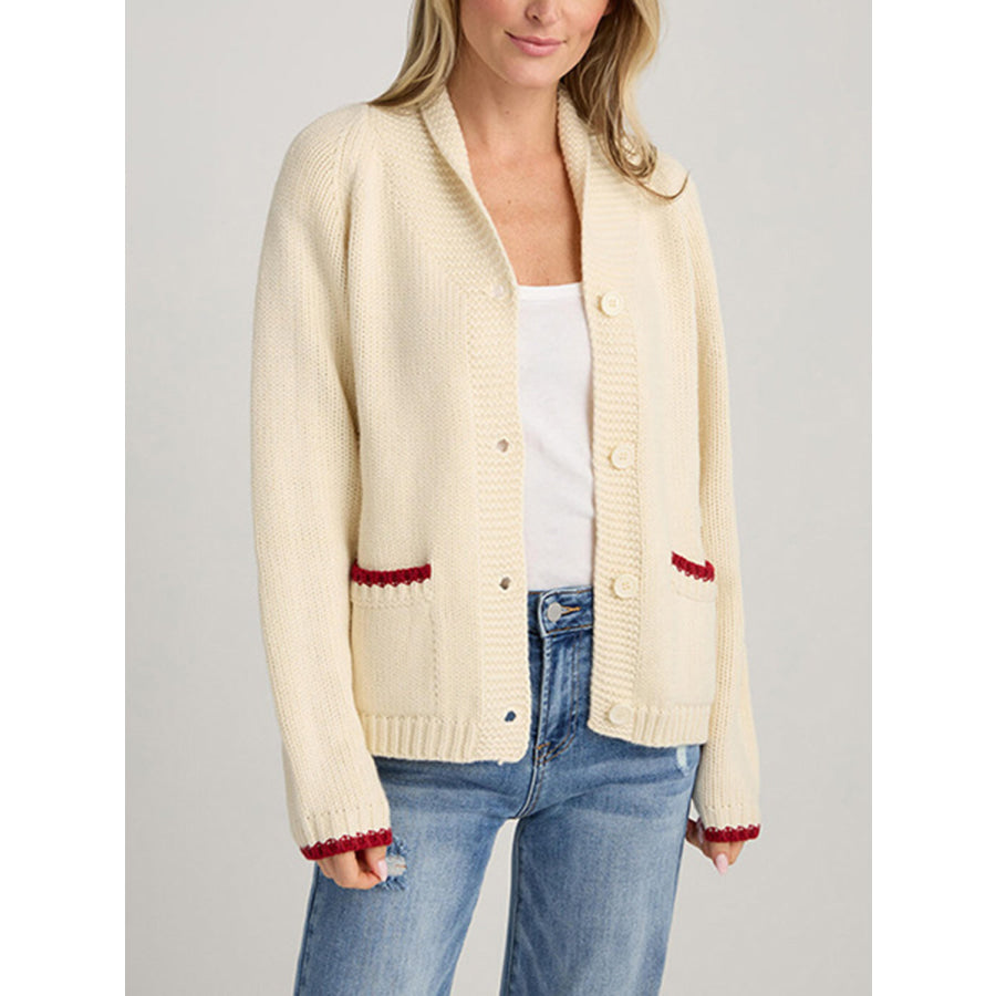 Lobster Button Up Long Sleeve Cardigan Burgundy / S Apparel and Accessories