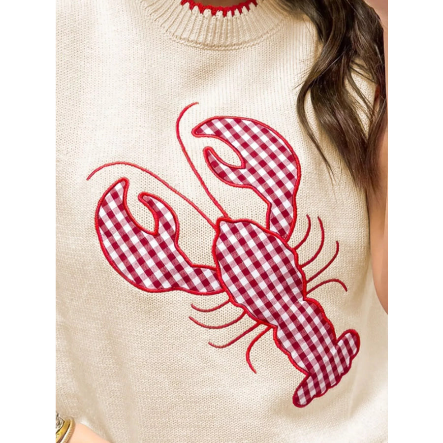 Lobster Embroidered Knit Sweater Vest Apparel and Accessories