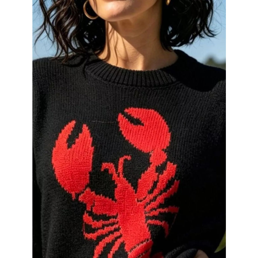Lobster Graphic Crew Neck Sweater Apparel and Accessories