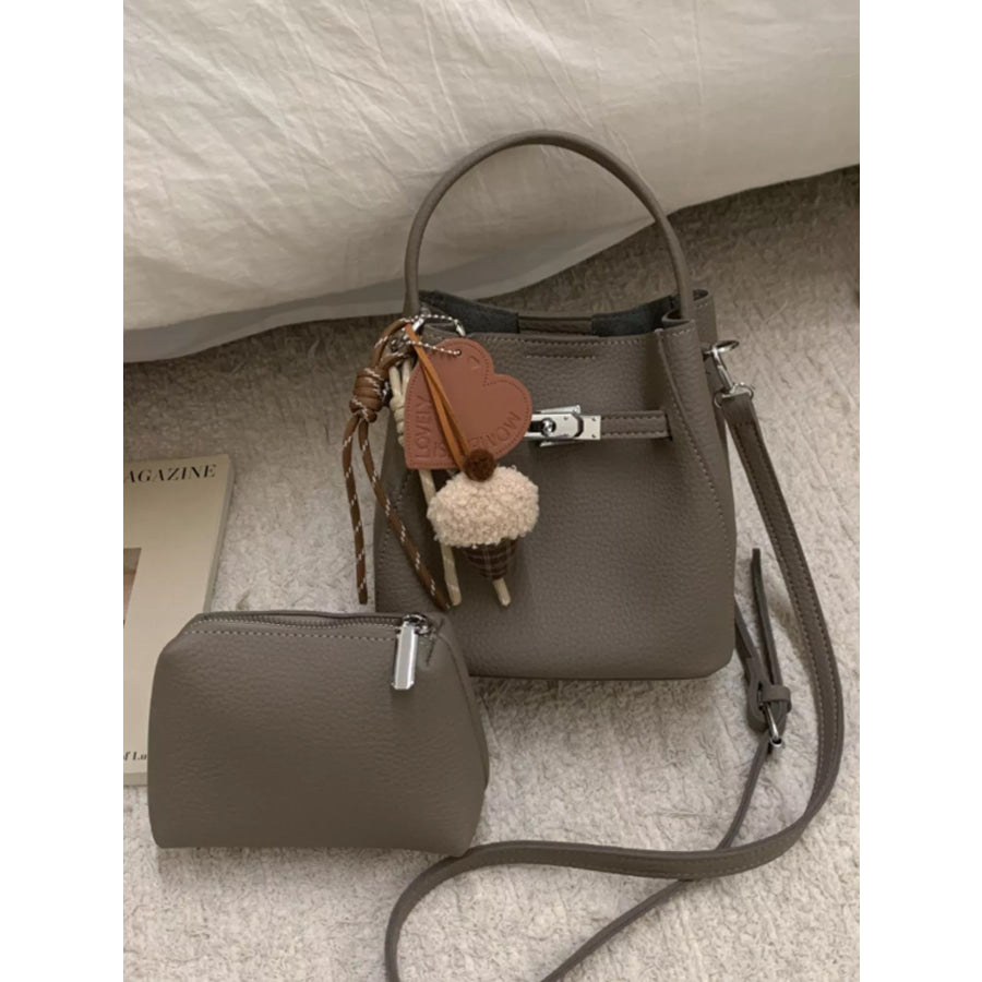 Lock Detail Crossbody Bag Elephant Gray / One Size Apparel and Accessories