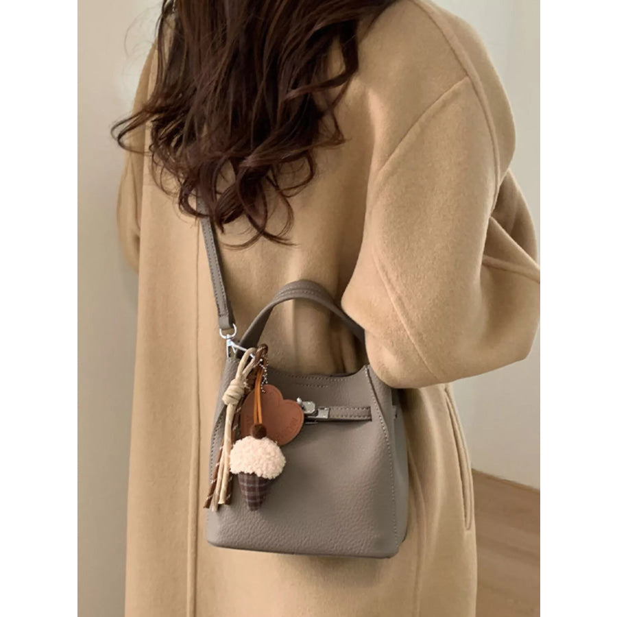 Lock Detail Crossbody Bag Elephant Gray / One Size Apparel and Accessories