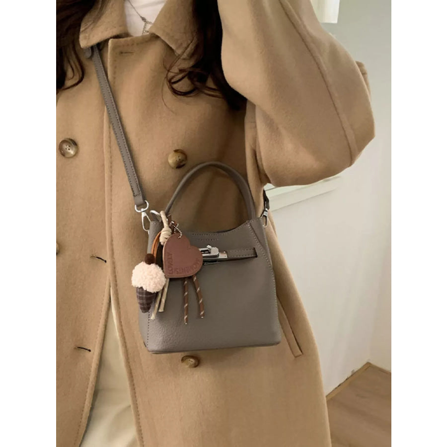 Lock Detail Crossbody Bag Elephant Gray / One Size Apparel and Accessories