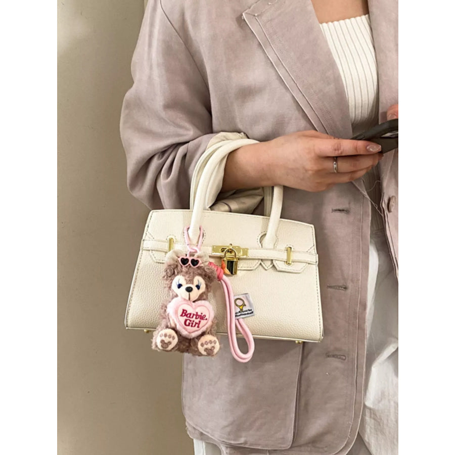 Lock Detail Top Handle Crossbody Bag White / One Size Apparel and Accessories