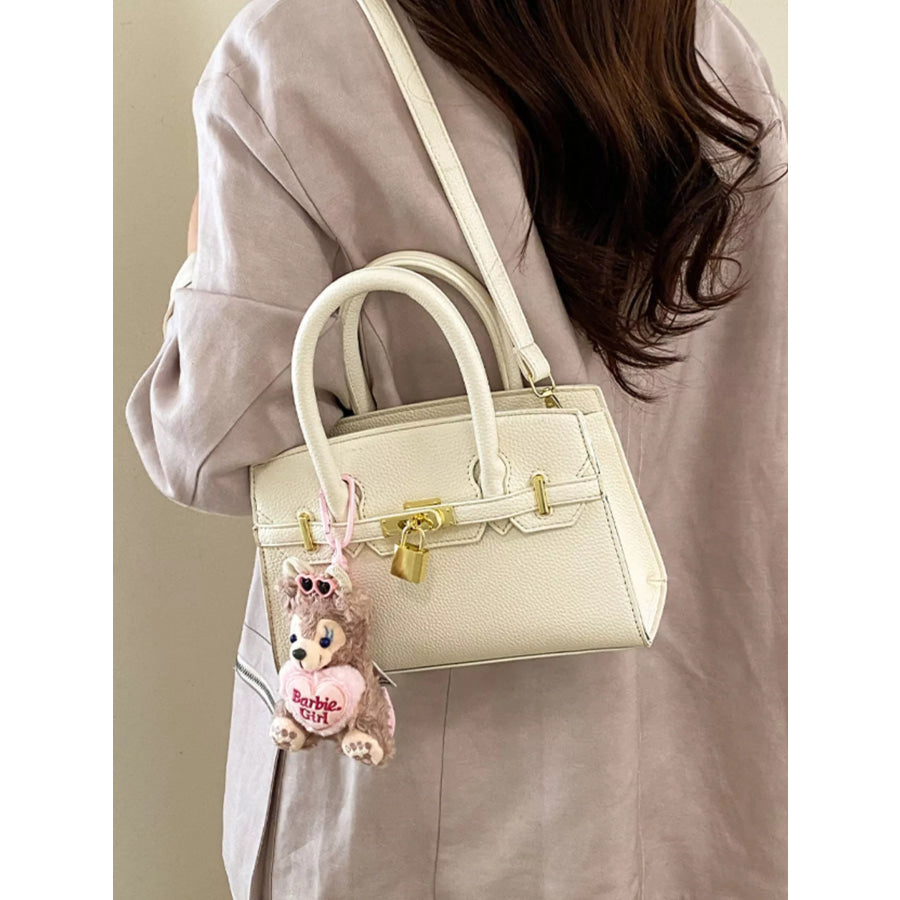 Lock Detail Top Handle Crossbody Bag White / One Size Apparel and Accessories