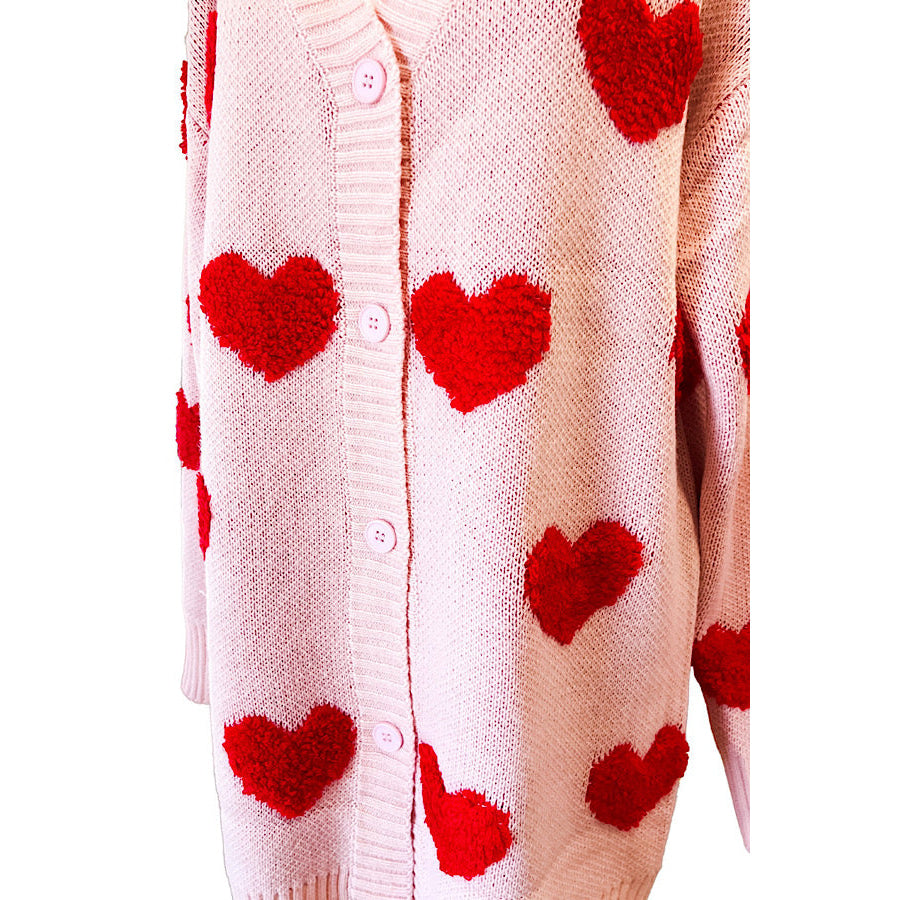 Long Light Pink Heart Cardigan WS 503 Other Outerwear