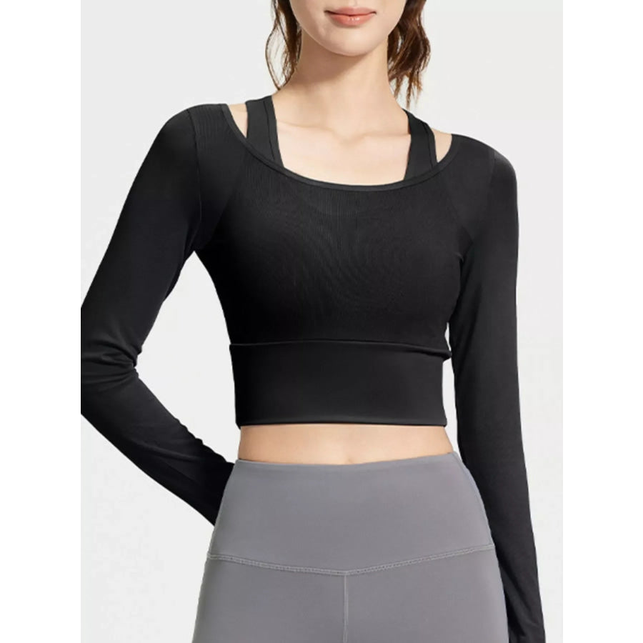 Long Sleeve Active T-Shirt with Built-in Bra Apparel and Accessories