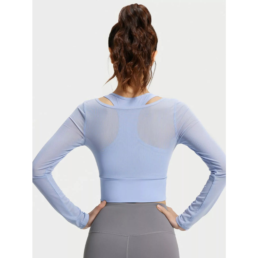 Long Sleeve Active T-Shirt with Built-in Bra Apparel and Accessories