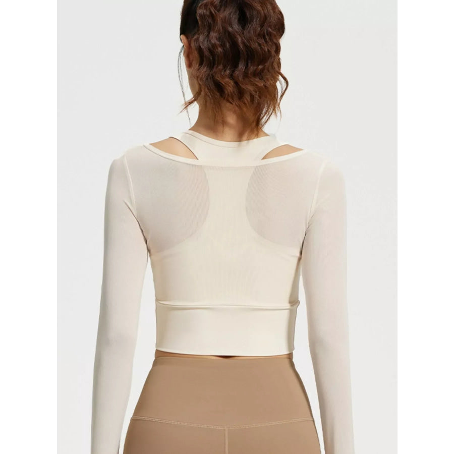 Long Sleeve Active T-Shirt with Built-in Bra Apparel and Accessories