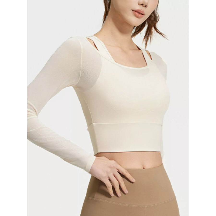 Long Sleeve Active T-Shirt with Built-in Bra Apparel and Accessories