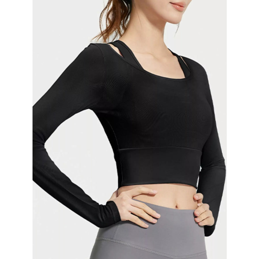 Long Sleeve Active T-Shirt with Built-in Bra Apparel and Accessories