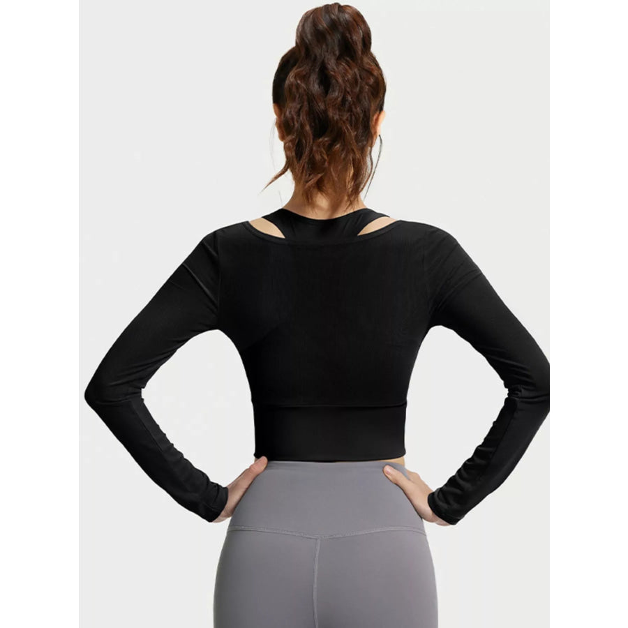 Long Sleeve Active T-Shirt with Built-in Bra Apparel and Accessories