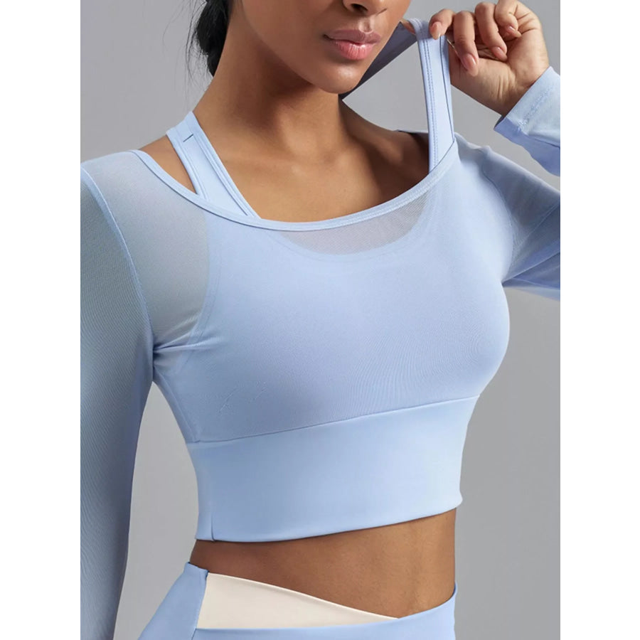 Long Sleeve Active T-Shirt with Built-in Bra Apparel and Accessories