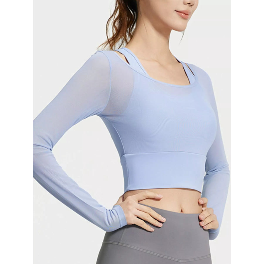 Long Sleeve Active T-Shirt with Built-in Bra Apparel and Accessories