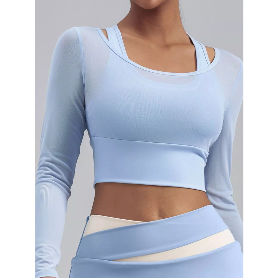 Long Sleeve Active T-Shirt with Built-in Bra Apparel and Accessories