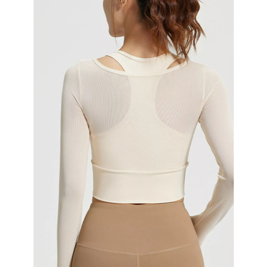 Long Sleeve Active T-Shirt with Built-in Bra Apparel and Accessories