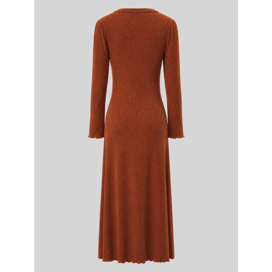 Long-Sleeve Button Detail Maxi Dress Apparel and Accessories
