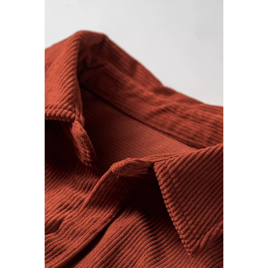 Long Sleeve Button Down Corduroy Midi Dress Apparel and Accessories