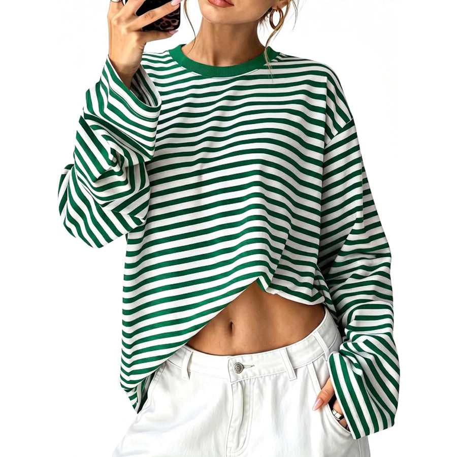 Long Sleeve Crew Neck T-Shirt Emerald Green / XS Apparel and Accessories