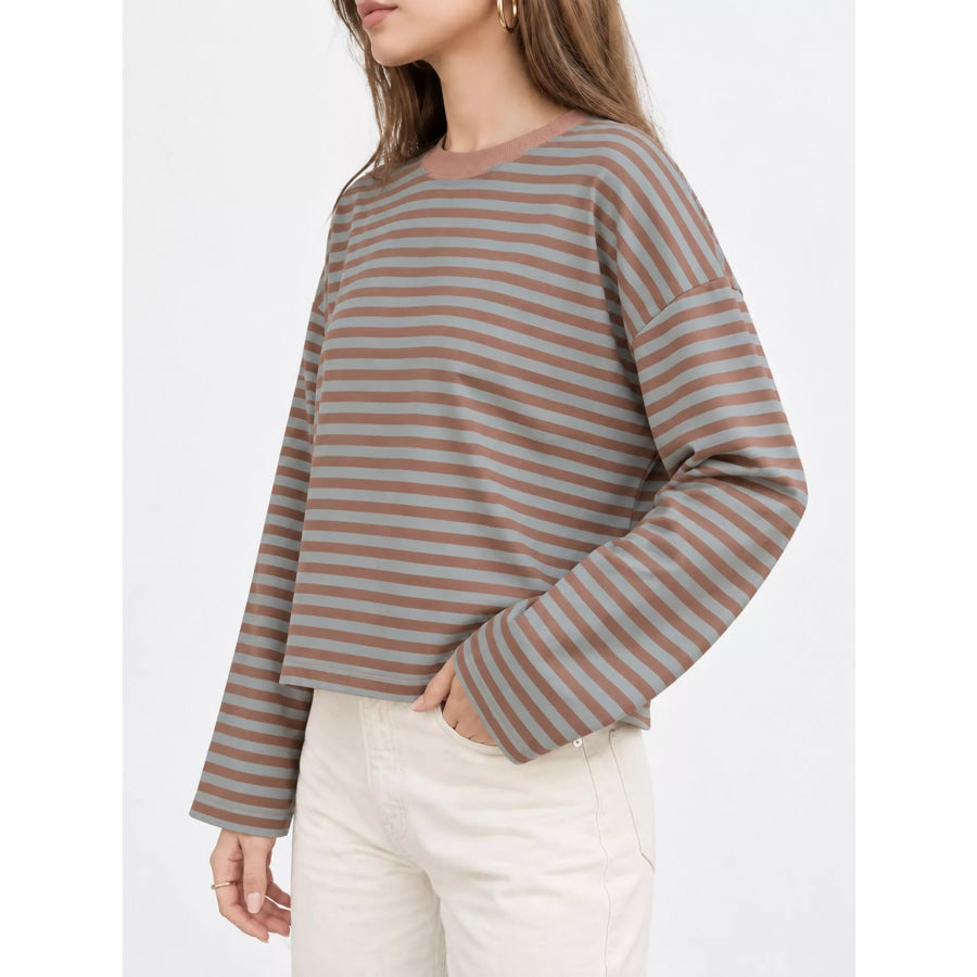 Long Sleeve Crew Neck T-Shirt Rose Gold / XS Apparel and Accessories