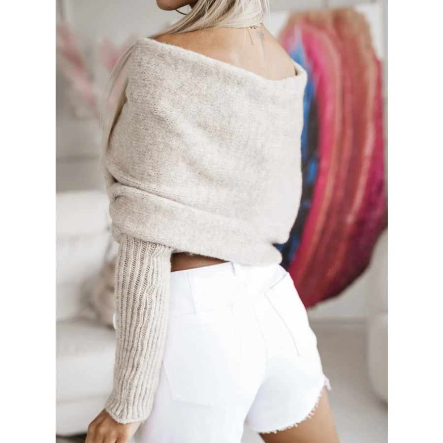 Long Sleeve Cropped Knit Top Apparel and Accessories