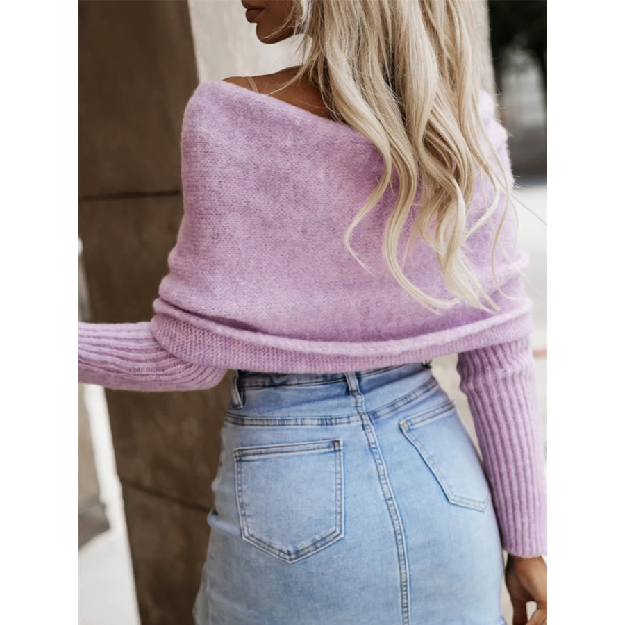 Long Sleeve Cropped Knit Top Apparel and Accessories