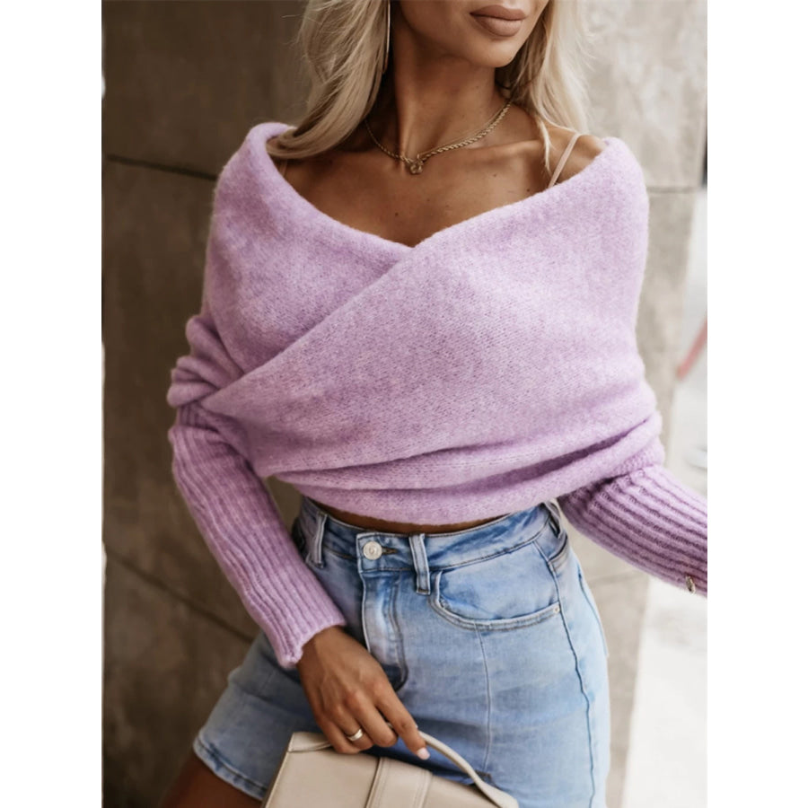 Long Sleeve Cropped Knit Top Apparel and Accessories