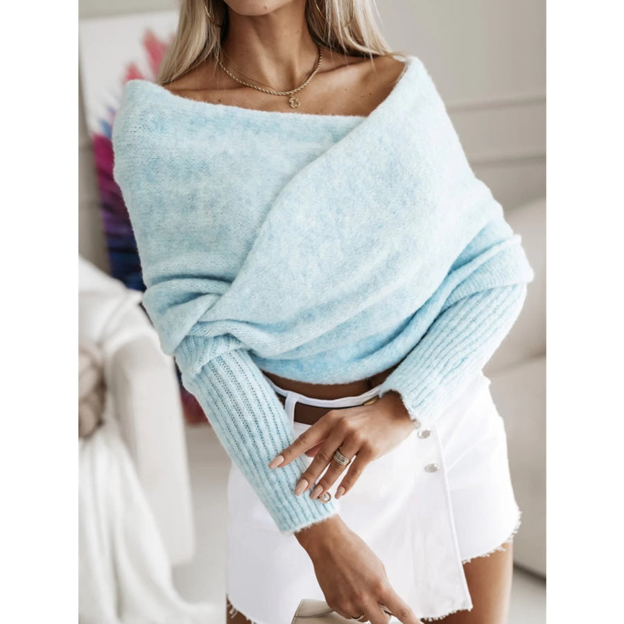 Long Sleeve Cropped Knit Top Apparel and Accessories