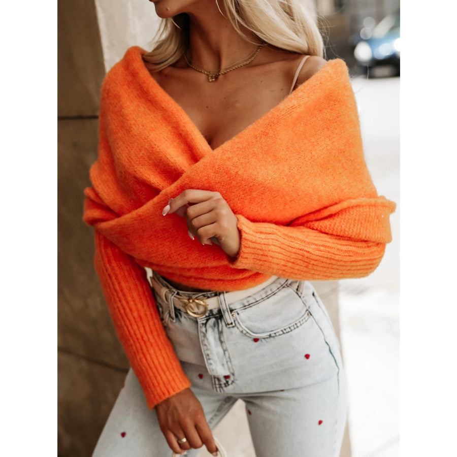 Long Sleeve Cropped Knit Top Apparel and Accessories