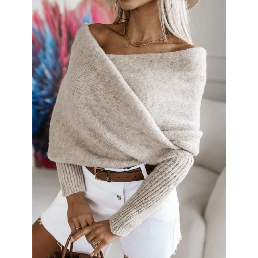 Long Sleeve Cropped Knit Top Apparel and Accessories