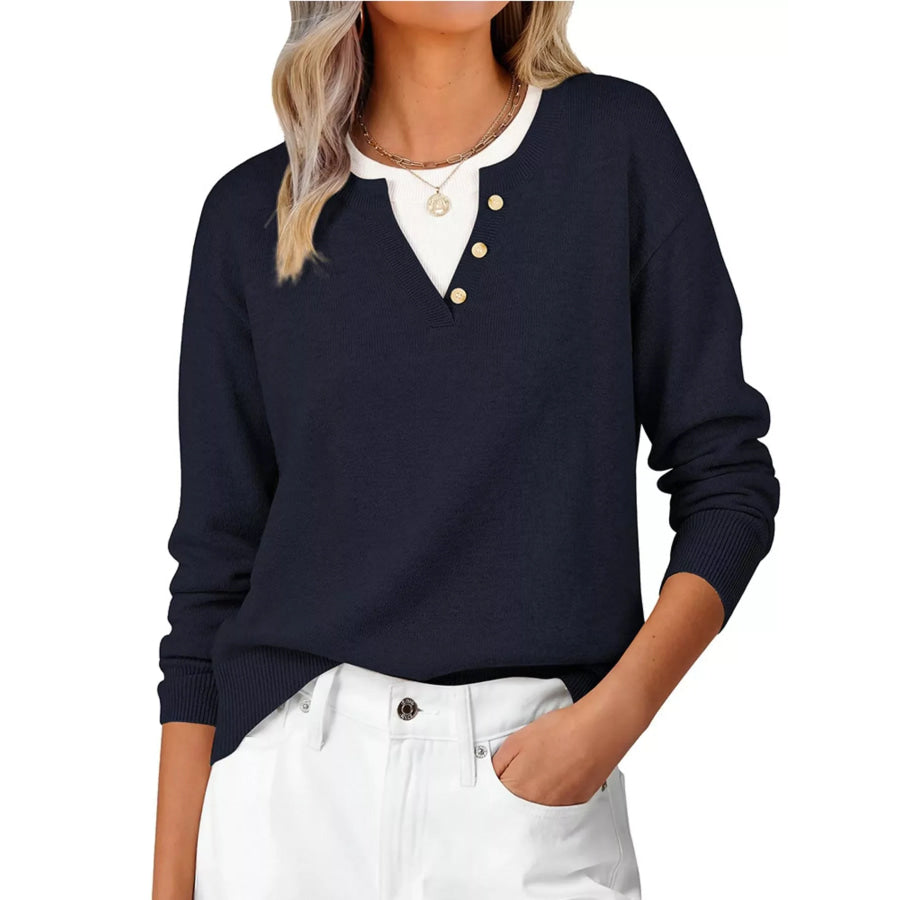 Long Sleeve Dropped Shoulder Sweater Apparel and Accessories