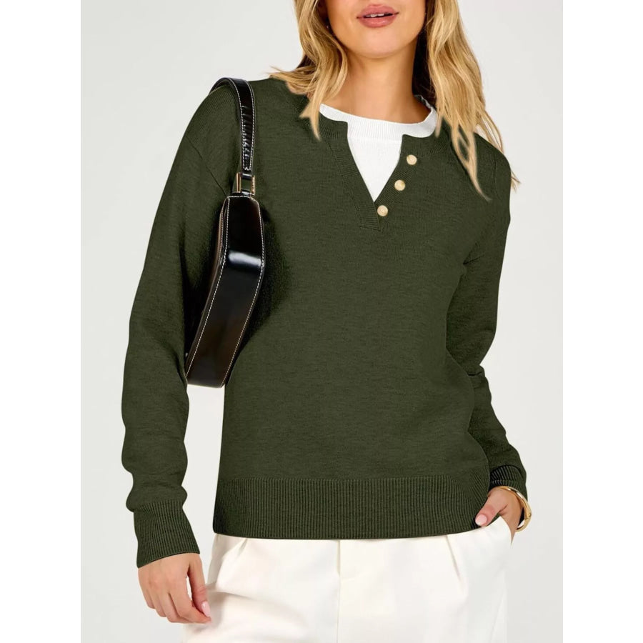 Long Sleeve Dropped Shoulder Sweater Apparel and Accessories